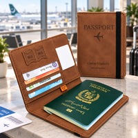 Travel Passport Wallet Brown