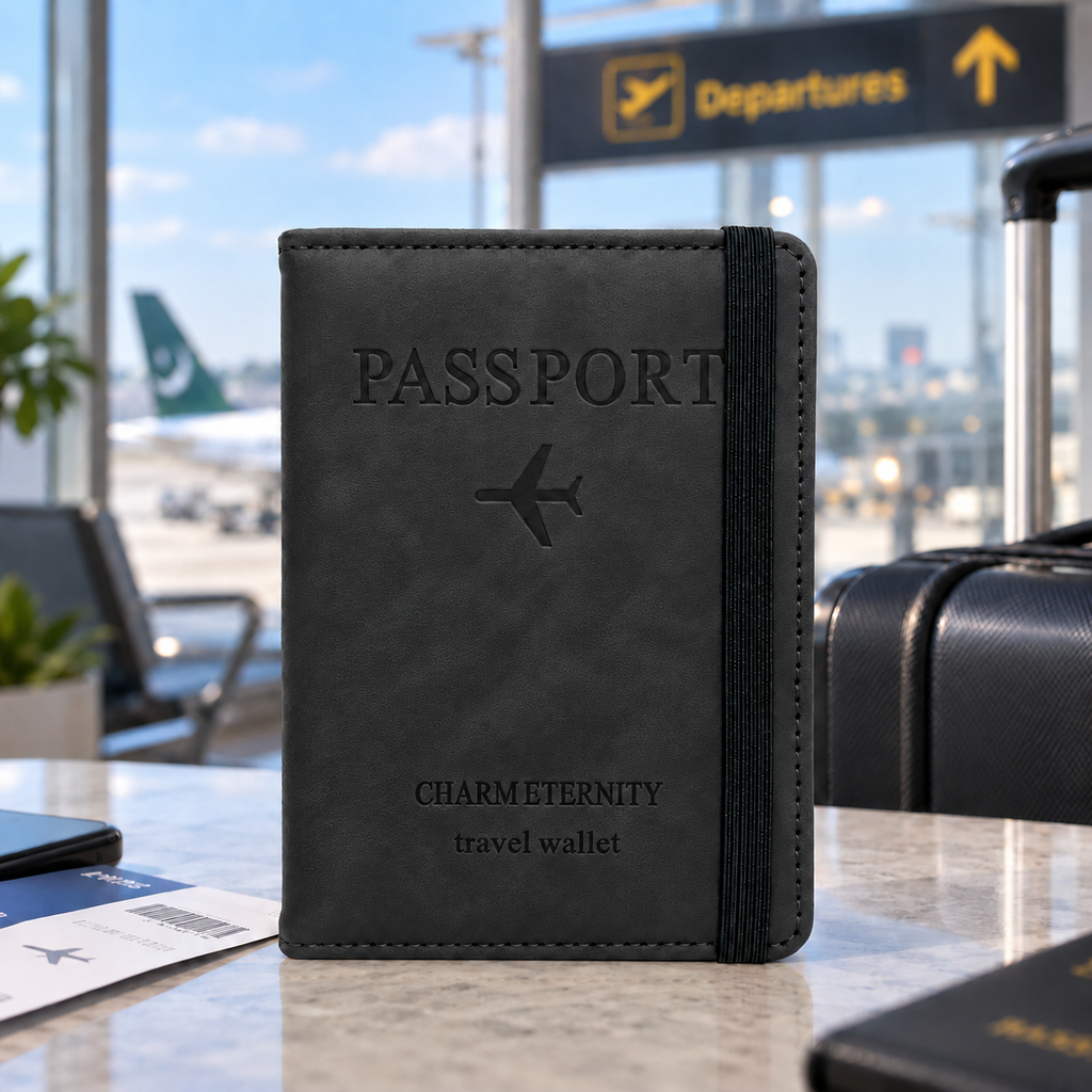 Travel Passport Wallet Black