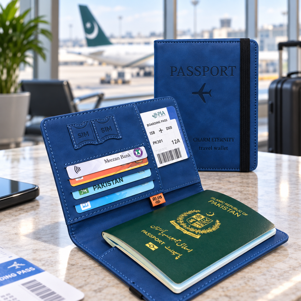 Travel Passport Wallet Blue