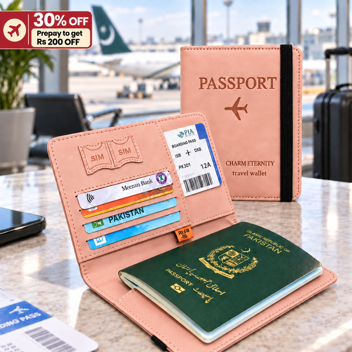 Travel Passport Wallet Pink
